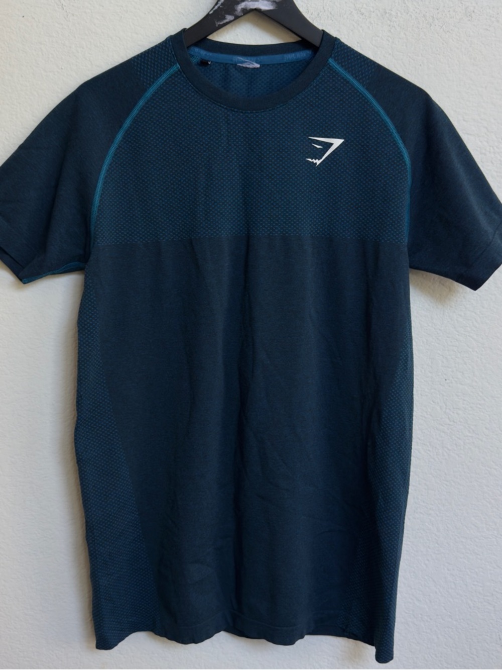 Gymshark Shirt Men Large Blue OG Phantom Seamless Compression David Laid Gym